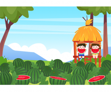 원두막과 수박밭 배경