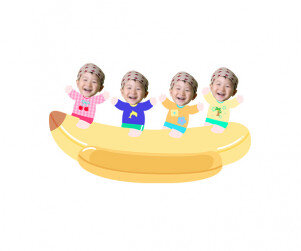 바나나보트 타는 아이들 합성이미지