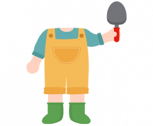 삽 든 아이 합성이미지