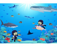 바닷속 잠수부 배경