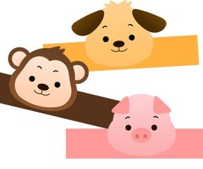 동물 머리띠 만들기 (돼지,원숭이,개)