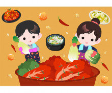 김장 담그는 아이들 배경