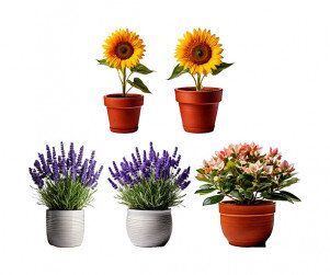 꽃 화분(라벤더,부겐빌레아,해바라기)