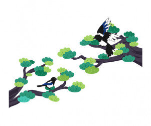 나뭇가지와 까치