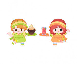 여름 음식 가게 점원