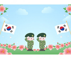 태극기와 군인 아이 배경
