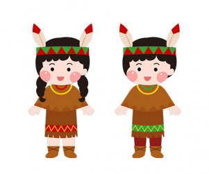 인디언 전통의상 입은 아이