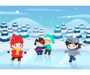 겨울 호수 스케이트장 배경