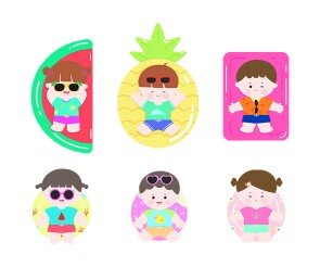 튜브 타고 있는 아이