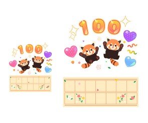 등원 100일 축하해 원고지 레터링(문구없음)