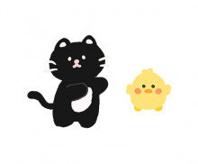 검은 고양이,병아리