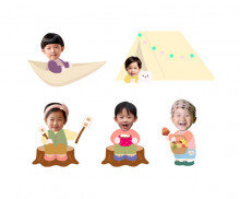 가을 캠핑하는 아이들 합성이미지