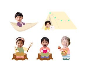 가을 캠핑하는 아이들 합성이미지