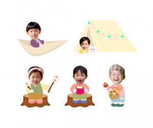 가을 캠핑하는 아이들 합성이미지