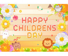 happy childrens day 데이지 풍선 동물 배경