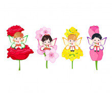 꽃에 앉아있는 아이