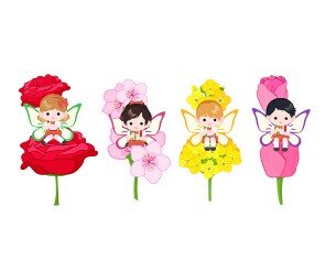 꽃에 앉아있는 아이