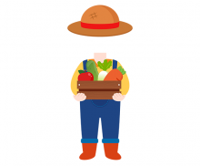 채소 박스 들고 있는 농부 합성이미지