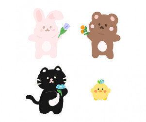 꽃들고 있는 동물