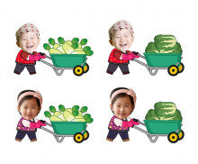 무, 배추 나르는 아이 합성이미지