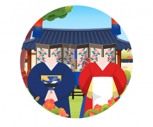 전통혼례 신랑 신부 합성 라벨