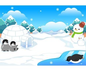 펭귄과 이글루 배경(아이없는)
