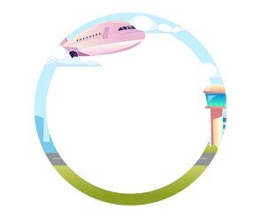 공항 비행기 원형 라벨